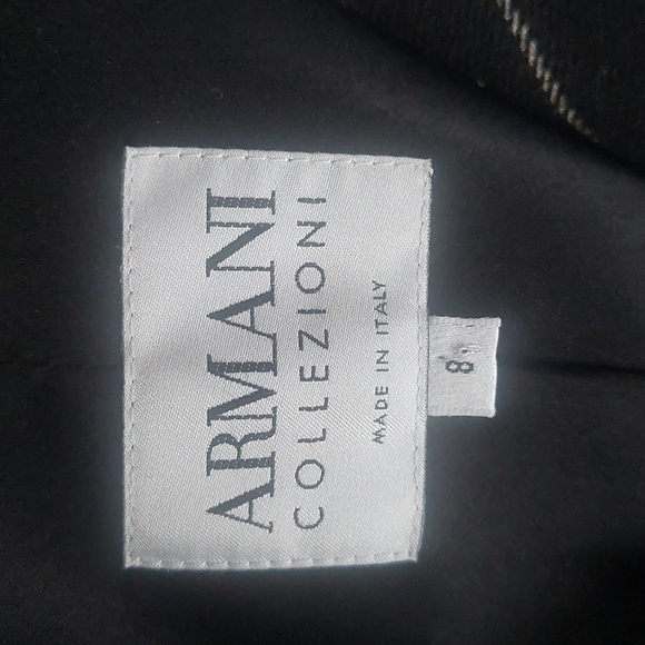 Vintage Y2K Armani Collezioni Pinstripe Wool Blend Blazer Black 8 - Picture 10 of 10